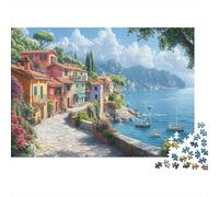 Case colorate, Barche on The Sea Puzzle Sostenibili Con Motivi Per Adulti Da Gioco in Legno Di Alta Qualità 1000pcs (75x50cm)