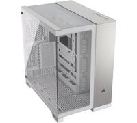 CORSAIR 6500X Mid-Tower ATX Case per PC a Doppia Camera - Vetro Temperato Panoramico - Compatibile con Scheda Madre a Connessione Inversa - Nessuna Ventola Inclusa - Bianco/Alluminio Grigio Satinato