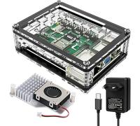 Case Custodia Trasparente per Raspberry Pi 5 Con alimentatore 5V Active Cooler