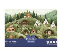 Case degli Elfi sulla Collina Puzzle 1000 Pezzi Carta per Adulti Stile Fiaba Gioco di Puzzle 1000 Pezzi Puzzle per Famiglia 38x26cm/1000pcs