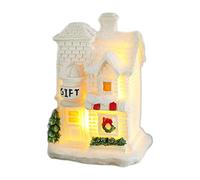 Case Del Villaggio Di Natale,Decorazioni Natalizie Per La Casa In Miniatura - Casa Di Natale Bianca Con Neve E Luci LED Ornamento Da Tavolo Con Per Interni, Paesaggio, Decorazioni Per Feste Di Natale