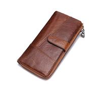 Case di biglietti da visita in pelle vera e propri Organizzatori di monete per uomini Portatori Clip in denaro 7,5 × 3,9 × 1 pollice (colore: marrone)