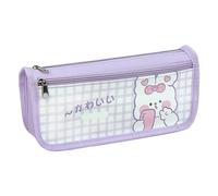 Case di matita di tela Design della griglia carina Design di grandi capacità borse a matita per la scuola per studente (Viola)