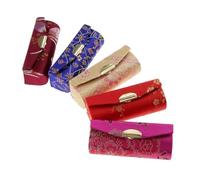 Case di rossetto portatile Organizzatore di balsamo per labbra floreali in stile cinese con specchio per trucco 5pcs, custodia per rossetti con specchio