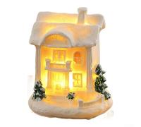 Case di villaggio di Natale a LED a batteria con statuette statue in resina per decorazione interna per le vacanze creando un'atmosfera invitante stagionale (302 e A)
