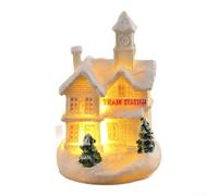 Case di villaggio di Natale a LED a batteria con statuette statue in resina per decorazione interna per le vacanze creando un'atmosfera invitante stagionale (302 e C)