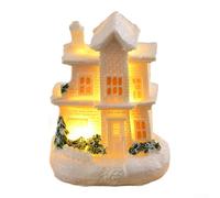 Case di villaggio di Natale a LED a batteria con statuette statue in resina per decorazione interna per le vacanze creano un'atmosfera invitante stagionale (302 e 302 E)