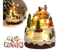 Case di villaggio di Natale, carillon con luci notturne, decorazioni luminose per casa musicale, decorazioni a batteria per la decorazione della casa, per bambini (non contiene batterie)