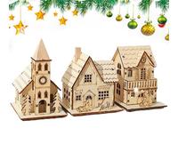 Case di villaggio di Natale - Set di villaggi di Natale con calde integrate, compatibilità multi-spazio, decorazioni per villaggio di Christmes | Scena di Christmes per scrivania, soggiorno
