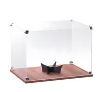 Case di visualizzazione acrilica trasparente, 35 x 25 x 25 cm Casa di supporto da baseball con stand di base in legno e coperchio per il calcio o il monumento da collezione