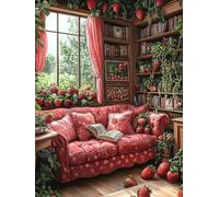 Case Diamond Painting Kit Completo, Diamond Painting Bambini Fragola, 5D Diamantini Crystal Art Strass Ricamo a Punto Croce, DIY Disegni con Perline da Attaccare Decorazioni Casa Regali 45x60cm C3-741