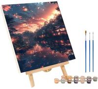 Case Dipingere con i Numeri Adulti con Telaio, Paint by Numbers Fiume, DIY Dipingere con i Numeri Kit con 3 Pennelli e Vernice Acrilica, Hobby Creativi Adulti, Decorazione Casa Regalo 70x95cm 9-9316
