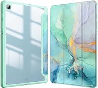 Case for Samsung Galaxy Tab S6 Lite 10.4 Inch 2024/2022/ 2020 Model SM-P620/P625/P613/P619 with S Pen Holder, Multi-Angle Viewing Acrylic Back Cover with Pocket Auto Wake/Sleep,Light Green (Emerald )