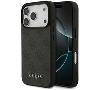 Case Guess IPHONE 17 Pro Similpelle Grigio Classic Logo Oro Metallo