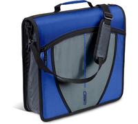 Case-it D-146 - Raccoglitore con cerniera e zip, anelli a O da 7,6 cm, con linguette a 5 colori, tasche multiple, capacità 600 fogli, viene fornito con tracolla, colore: blu