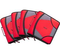 Case-it D-186 D-186 - Raccoglitore con cerniera, formato king size, anelli a D da 10,2 cm, tasche multiple, capacità 800 fogli, fornito con tracolla, colore rosso fuoco D-186