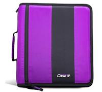 Case-It D-251 - Raccoglitore classico con cerniera, 5 cm, tasche multiple, capacità 800 fogli, viene fornito con tracolla, viola scuro