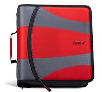 Case-it Dual 2.0 - Zaino con chiusura lampo, due anelli a D da 5,1 cm, cartella per 5 oggetti, tasche multiple, capacità di 800 fogli, fornito con tracolla, colore: rosso pompiere Dual-301