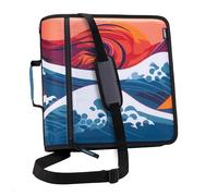 Case-it Might D-146-Wave - Raccoglitore con cerniera, O-ring da 7,6 cm con linguette a 5 colori, cartella portadocumenti espandibile, tracolla e manico, D-146-Wave