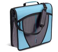 Case-it Mighty D-146-TEAL - Raccoglitore con cerniera, O-ring da 7,6 cm con linguette a 5 colori, cartella portadocumenti espandibile, tracolla e manico, colore: foglia di tè