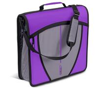 Case it The Mighty D-146 - Raccoglitore con cerniera con cerniera, O-ring da 7,6 cm, con linguette a 5 colori, tasche multiple, capacità 600 fogli, viene fornito con tracolla, viola scuro