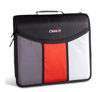 Case-it The Mighty D-156-N-JBK - Raccoglitore con cerniera con cerniera, O-ring da 7,6 cm, con linguette a 5 colori, tasche multiple, capacità 600 fogli, fornito con tracolla, colore nero