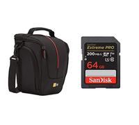 Case Logic DCB-306 Custodia Fondina in Nylon per Fotocamera Reflex, Nero & SanDisk 64 GB Extreme PRO scheda SDXC + RescuePRO Deluxe, fino a 200 MB/s, UHS-I, Classe 10, U3, V30