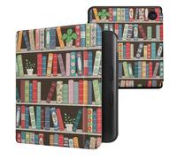 kwmobile Custodia eReader Compatibile con Kobo Libra Colour Cover - eBook Reader Flip Case - blu/verde/fucsia - Libreria con Piante