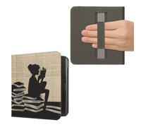 kwmobile Custodia Cinturino Mano Compatibile con KoboLibra Colour Cover - eBook Reader Case - Cover eReader Simil Pelle Ragazza e Libri