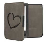 kwmobile Custodia eReader Compatibile con Pocketbook Touch Lux 3/Basic Lux/Basic Touch 2 Cover - eBook Reader Flip Case - Cover eReader Magnetica Pelle PU Cuore