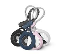 Case-Mate AirTag Holder - Case Holder For Apple AirTags w/Rugged Strap - Protective Hard Shell AirTag Keychain for Dog Collar, Cat, Keys, Luggage, Backpack - 4 Pack (Clear, Black, Navy, Blush)