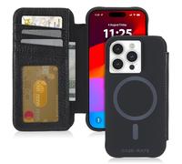 Case-Mate Custodia a portafoglio per iPhone 15 Pro, con protezione da cadute da 3,5 m, compatibile con MagSafe, con chiusura magnetica, realizzata in vera pelle martellata, supporto orizzontale,