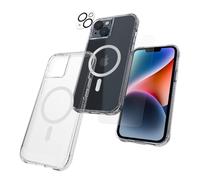 CASE-MATE [Pacchetto di protezione 3 in 1 - Custodia per iPhone 14 (trasparente), vetro temperato e protezione per lenti, protezione dalle cadute da 4,6 m, compatibile con MagSafe e ricarica wireless