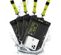 Case-Mate Peli Confezione da 4 custodie marine impermeabili IP68 (taglia XL) per iPhone 16 Pro Max/iPhone 15 Pro/14 Pro/13/12/S25, con cordino staccabile, nero/giallo ad alta visibilità