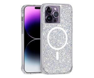Case-Mate Twinkle MagSafe Custodia protettiva compatibile con Apple iPhone 14 Pro Max glitter [protezione dalle cadute da 3 m Materiale riciclato Anello integrato iridescente] - Stardust
