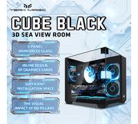 Case MATX Yeah Magic Cube di Alta Gamma con Tre Lati in Vetro, Vista Panoramica, per Gaming e Computer Aziendali