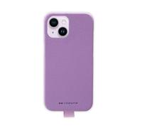 case&me cover effetto pelle per iPhone 15, interni in microfibra, asola per laccetto e portachiavi, viola
