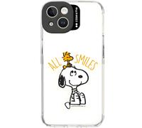 case&me cover per iPhone 14 Pro a tema Peanuts, cover iPhone Snoopy, protezione della fotocamera, tasti protetti, trasparente
