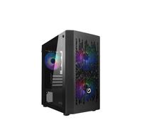 Nuwo Blitz R24 Nero Case Micro-ATX per PC Desktop Office Gaming Mini Tower 0.50MM SPCC con 3 Ventole Illuminazione Arcobaleno Fissa Pannello Laterale in Vetro Temperato (AxPxL: 388x350x203 mm)