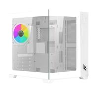 Noua Vision ZH100 Mini Bianco, Case Micro ATX PC Gaming Mini Tower 0.60MM, Ventola LED ARGB Indirizzabile, Struttura Doppia Camera, USB 3.0, Vetro Temperato Frontale e Laterale