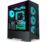 Case PC - 6 ventole PWM preinstallate, custodia da gioco ATX Mid Tower Case per