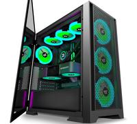 Case PC-con 7 ventole PWM ARGB preinstallate, case da gioco E-ATX Mid-Tower con