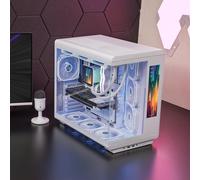 Mars Gaming MC-REVMAX, Case PC ATX, Schermo IPS 11.8", Vetro Temperato Continuo, 4 Ventole PWM ARGB, Raffreddamento Liquido fino a 360mm, Compatibile Schede Madri a Connettore Inverso, USB-C, Bianco
