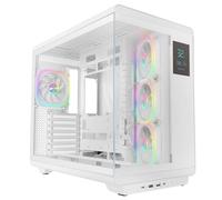 Mars Gaming MC-REVPRO, Case PC ATX, Schermo LCD 4.3", Vetro Temperato Continuo, 4 Ventole PWM ARGB, Raffreddamento Liquido fino a 360mm, Compatibilità Schede Madri Connettore Inverso, USB-C, Bianco