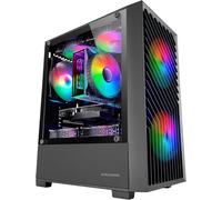 MARSGAMING MC-VORTEX, Case Gaming MicroATX, Frontale Mesh Geometrico, Finestra Laterale in Vetro Temperato, 3x Ventole FRGB Rainbow 120mm, Mini Torre PC Compatta con Design a Doppia Camera, Bianco
