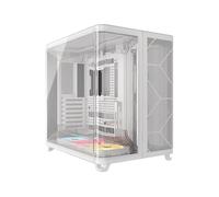 CORSAIR AIR 5400 LX-R RGB iCUE LINK Case per PC Panoramico Mid-Tower a Tre Camere - 3 Ventole LX-R RGB a Rotore Inverso Preinstallate, Condotti a Basso Rumore e Ad Alto Flusso D'aria - Bianco