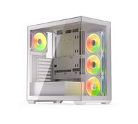 KRUX Exo White - Case per PC ATX/mATX, vetro temperato, 4X ARGB, bianco | Completamente bianco, vetro frontale e laterale, 4 x 120 mm ARGB di fabbrica, USB-C, per schede madri con connettore nascosto