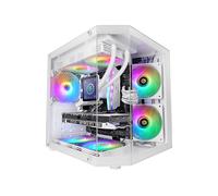 Mars Gaming MC-3TLITE, Case Gaming MicroATX, Triplo Vetro Temperato Continuo, Ventola Posteriore FRGB 120mm, Struttura a Doppia Camera, Mini Tower PC Compatta con Ampia Capacità Interna, Bianco