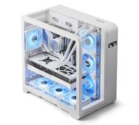 Case per PC mid-tower ATX darkFlash con schermo, vetro su tre lati, case per PC da gioco doppio curvo a vista completa, 4 ventole PWM ARGB preinstallate, tipo C, compatibile con RTX 40, bianco (L280)