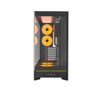 MONTECH HS02 PRO, Case per PC ATX Mid-Tower, PC da gioco, ad alto flusso d'aria, layout reversibile, robusto pannello frontale in vetro temperato curvo, 5 ventole ARGB PWM preinstallate, design a